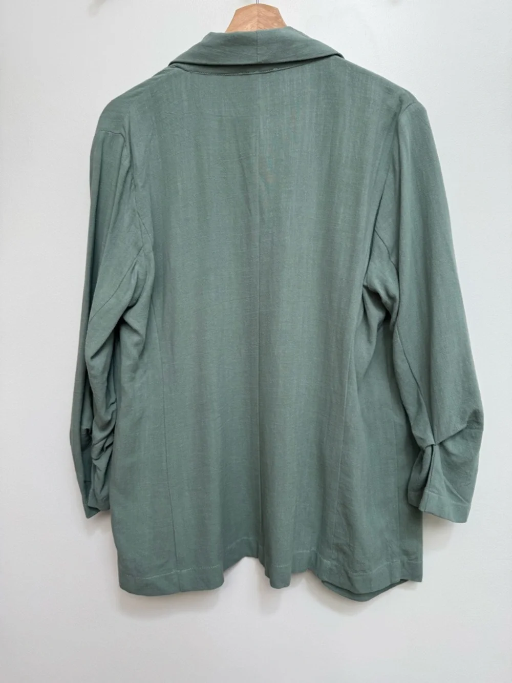 Easel Los Angeles Ruched Sleeve Longline Open Front Blazer Women Large Boho NWT